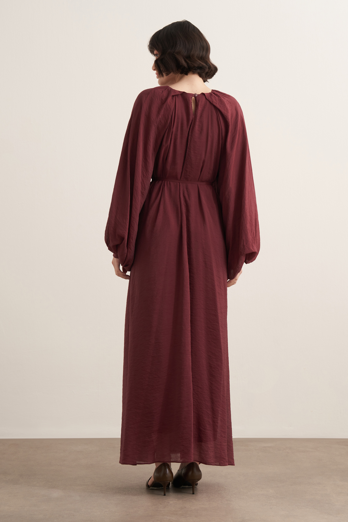 Arsela Balloon Sleeve Long Dress