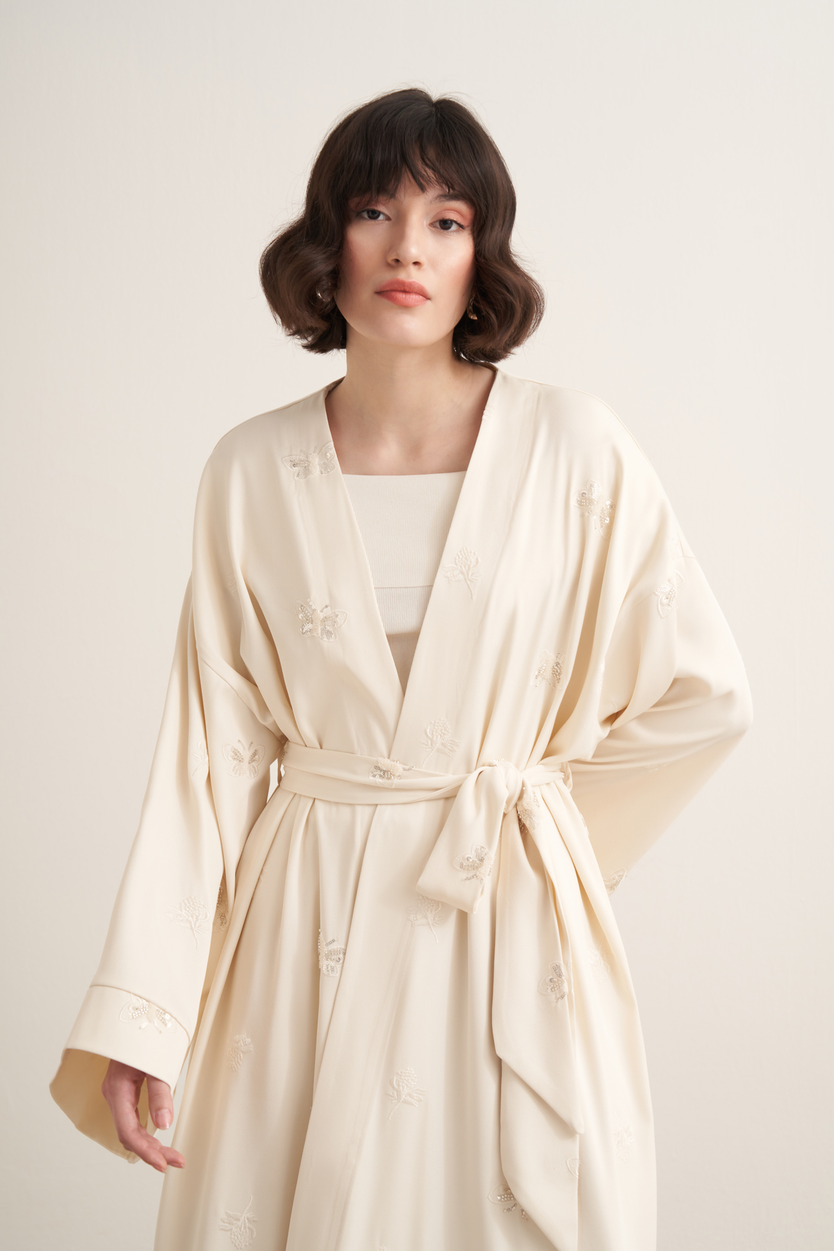 Farasha Beaded Long Kimono