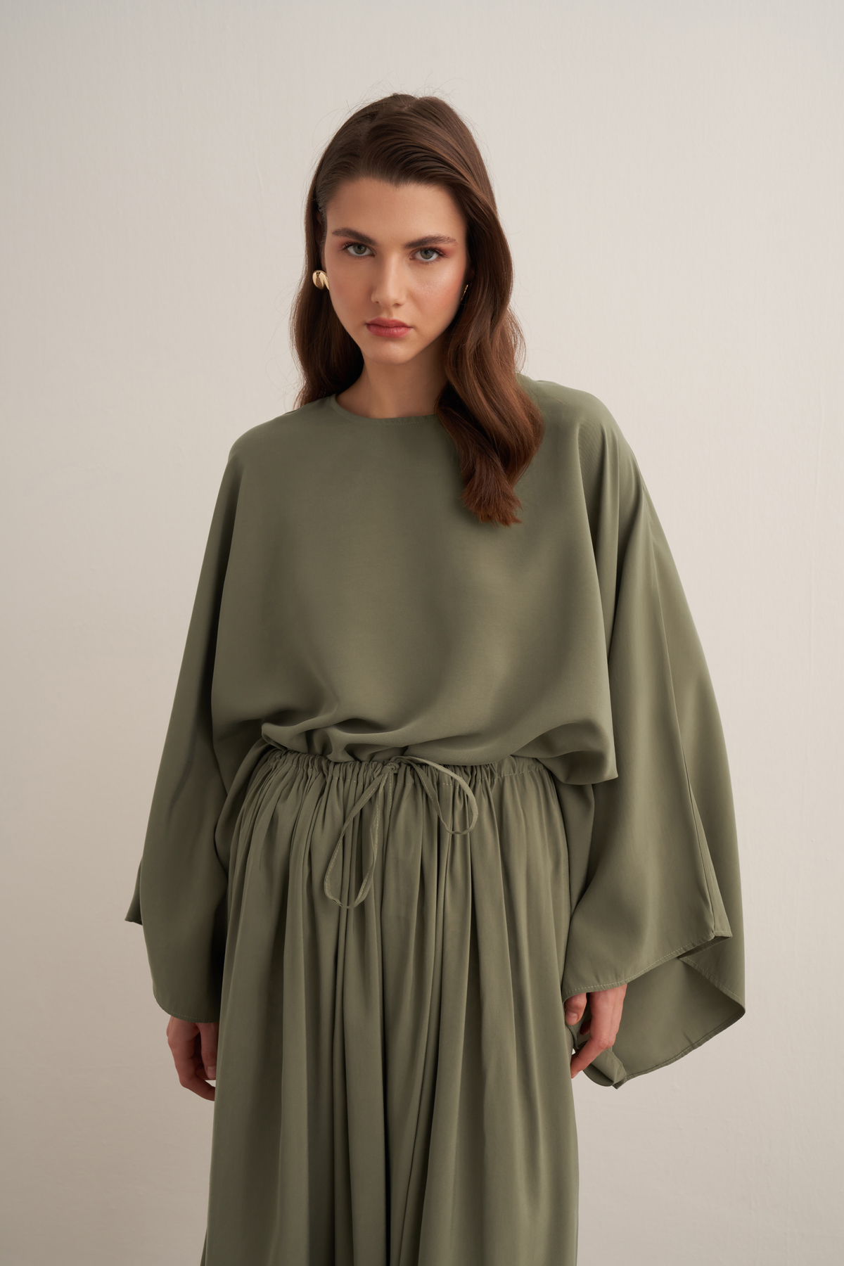 Noor Gathered Skirt Cupra Set
