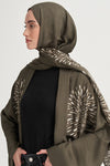 Lumira Monogram Floş Scarf Haki