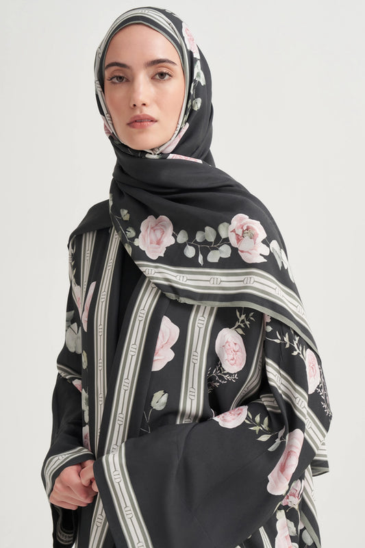 Floris Monogram Floş Scarf Siyah
