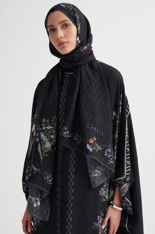Buket Monogram Floş Scarf Siyah