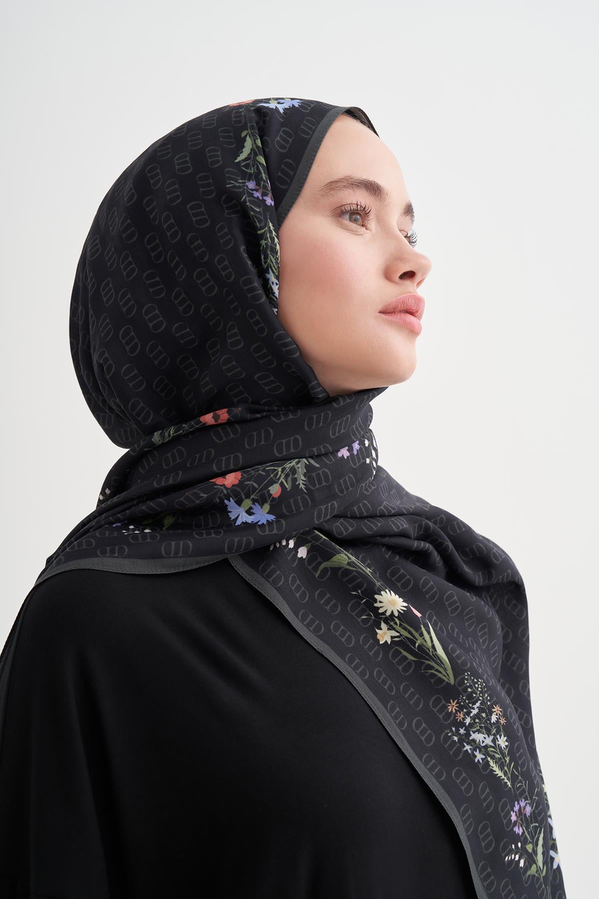 Buket Monogram Floş Scarf Siyah