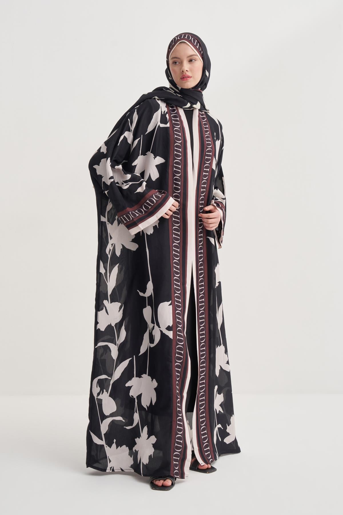 Azelina Siyah Floş Abaya