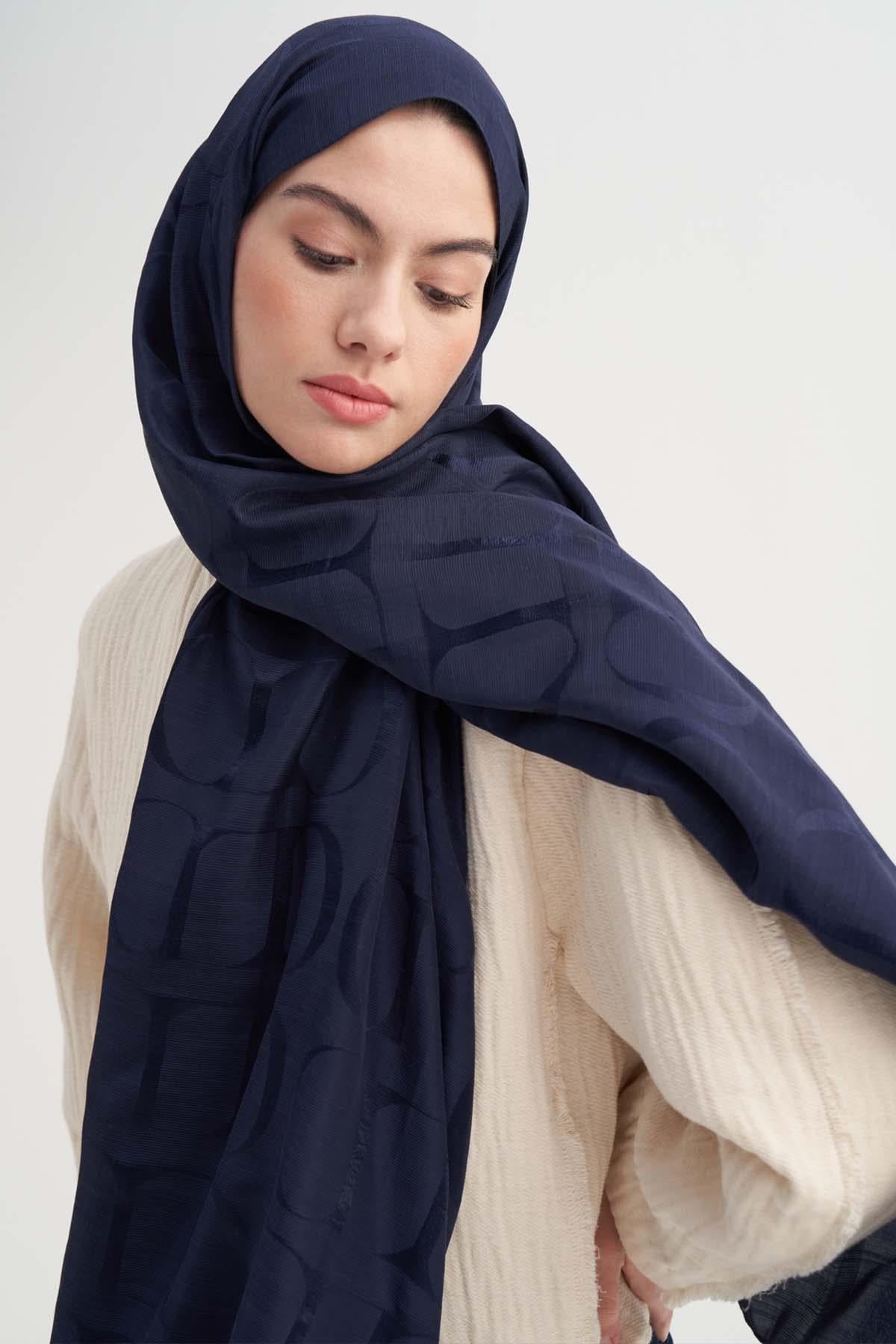 Monogram Desen Rina Floş Jakar Scarf