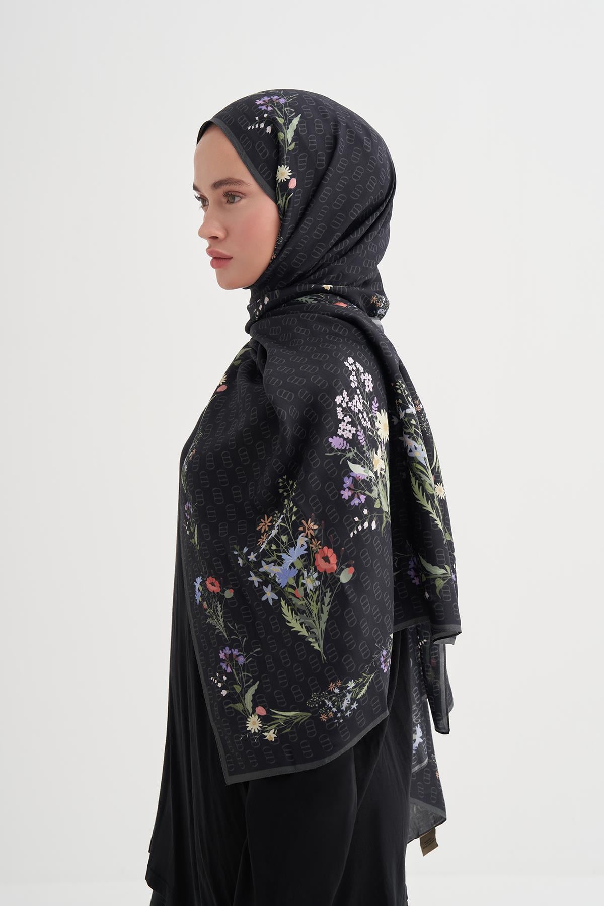 Buket Monogram Floş Scarf Siyah
