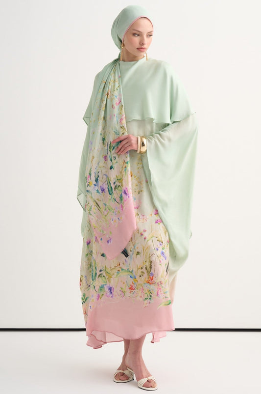 Rosalie İncira Scarf Yaka Kaftan Mint Yeşili