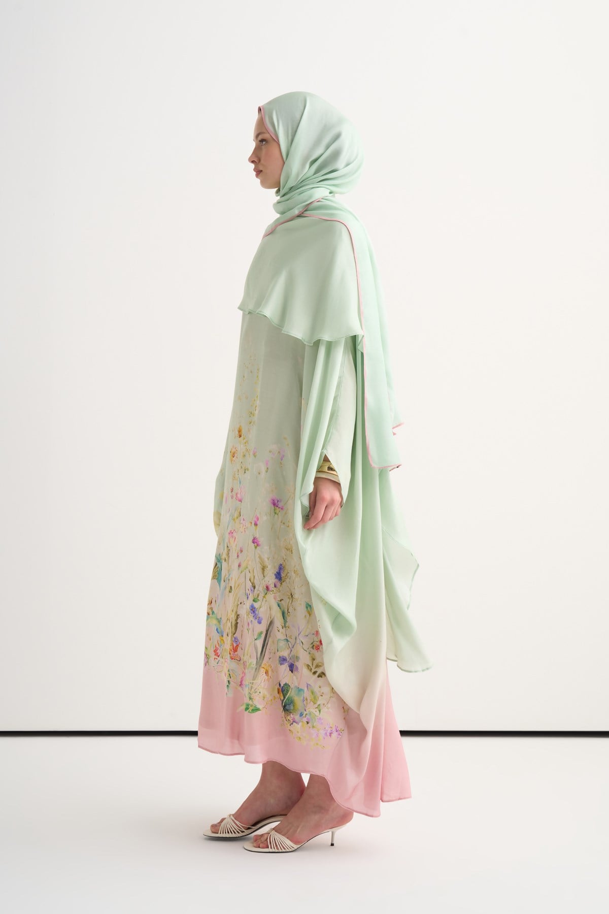 Rosalie İncira Scarf Yaka Kaftan Mint Yeşili