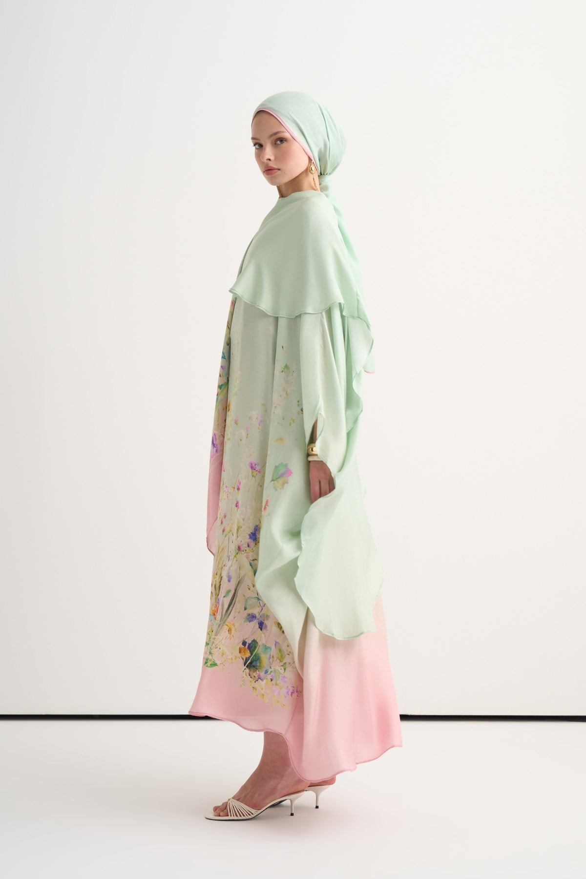Rosalie İncira Scarf Yaka Kaftan Mint Yeşili