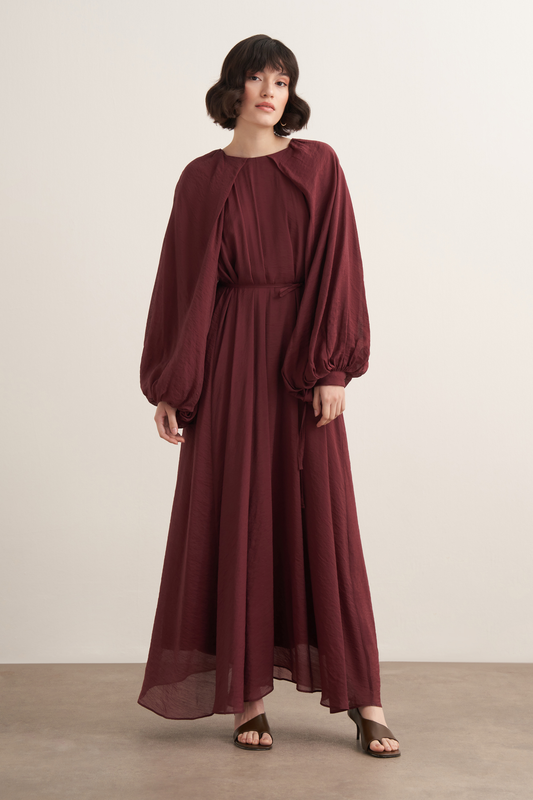 Arsela Balloon Sleeve Long Dress