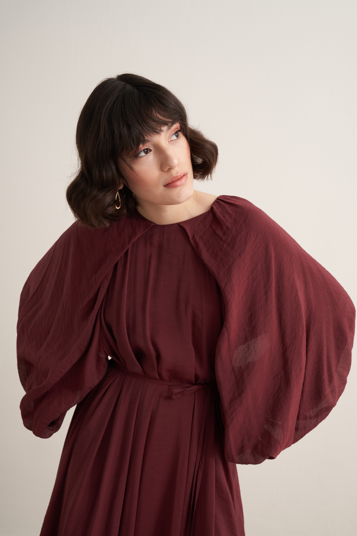 Arsela Balloon Sleeve Long Dress