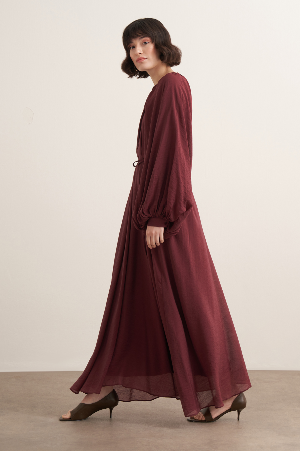 Arsela Balloon Sleeve Long Dress
