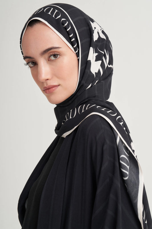 Sira Monogram Floş Scarf Siyah