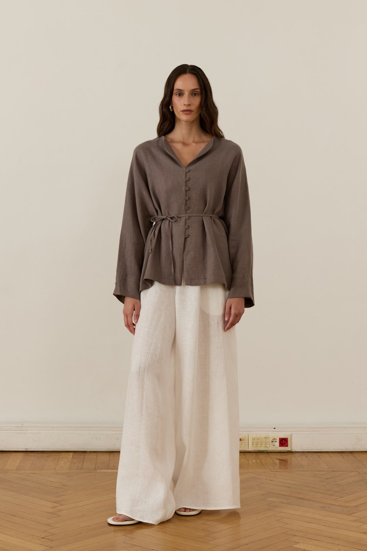 Brisa Belted Linen Shirt