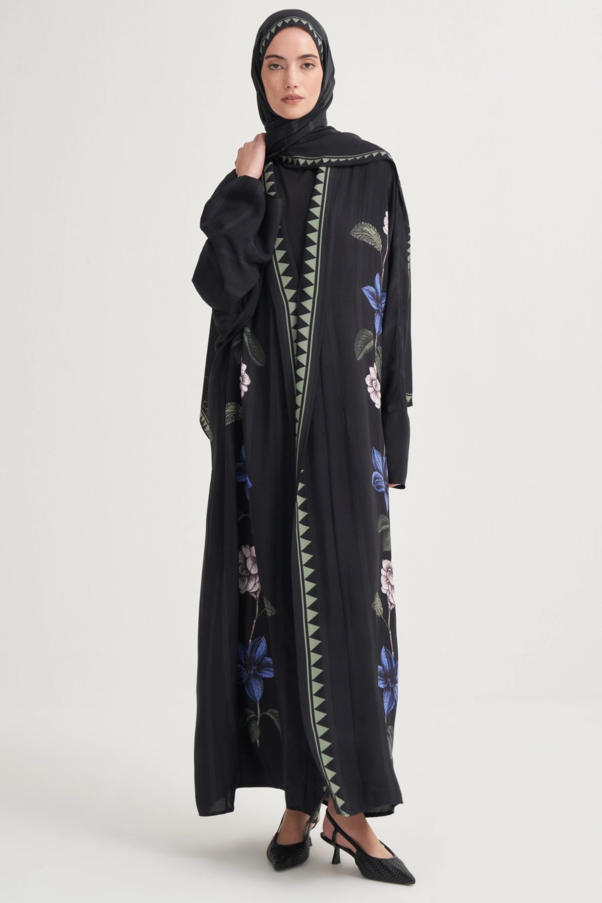 Blossia Premium Floş Abaya Siyah