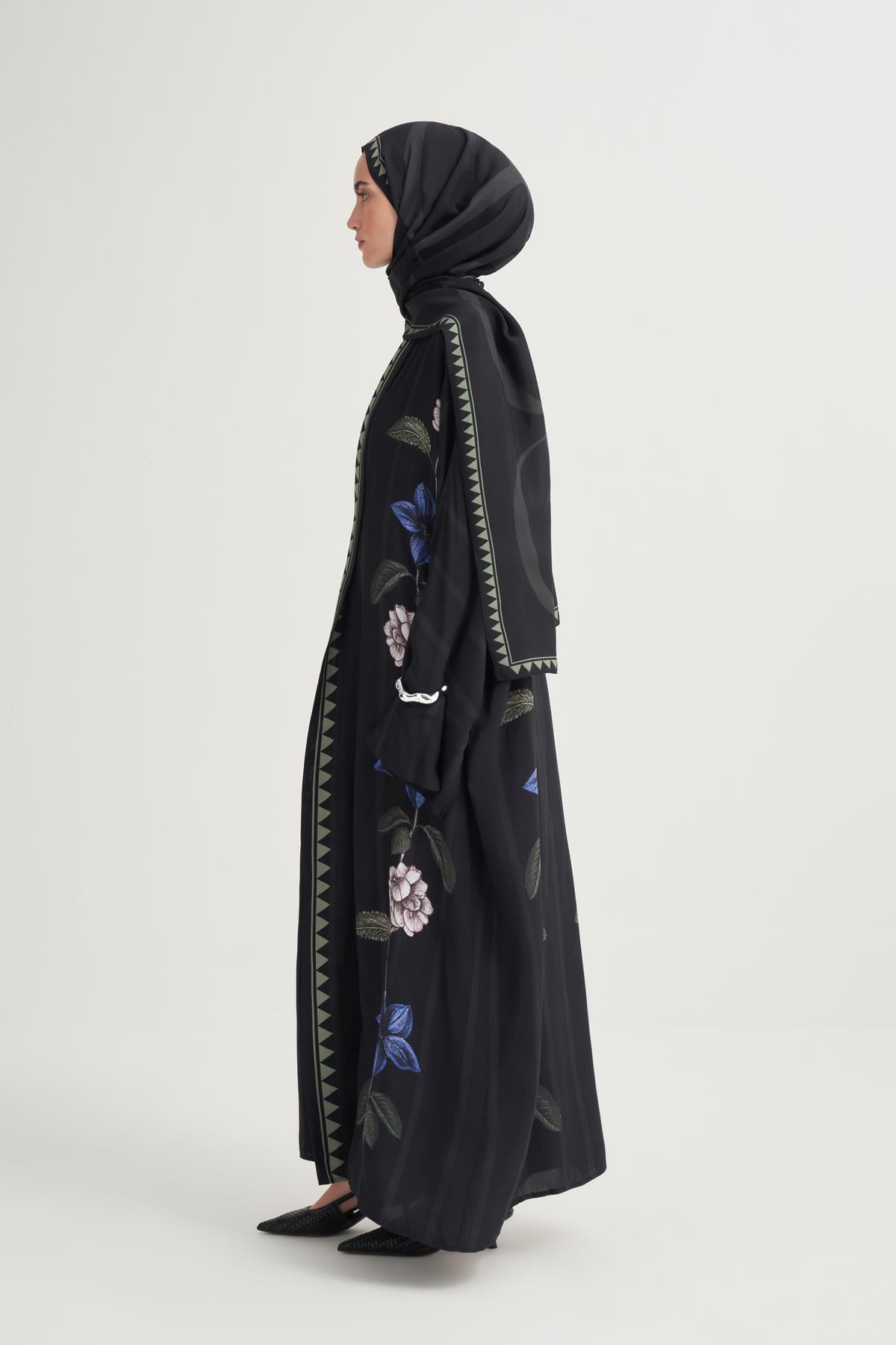 Blossia Premium Floş Abaya Siyah