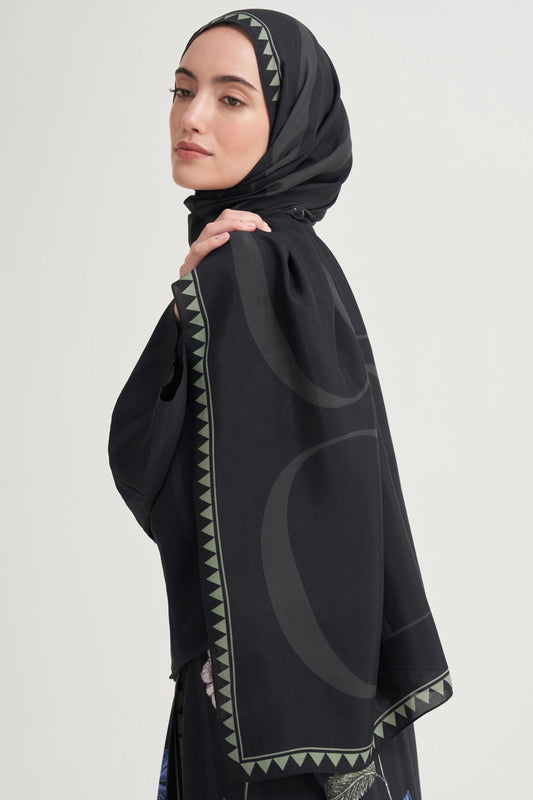 Blossra Monogram Floş Scarf Siyah