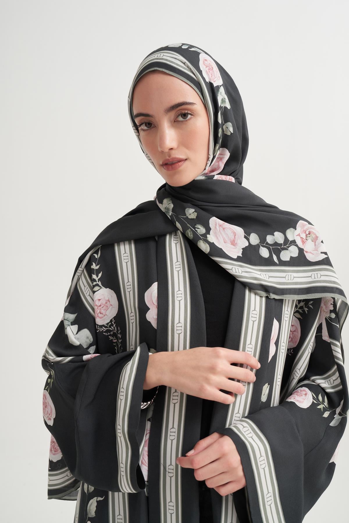 Floris Monogram Floş Scarf Siyah