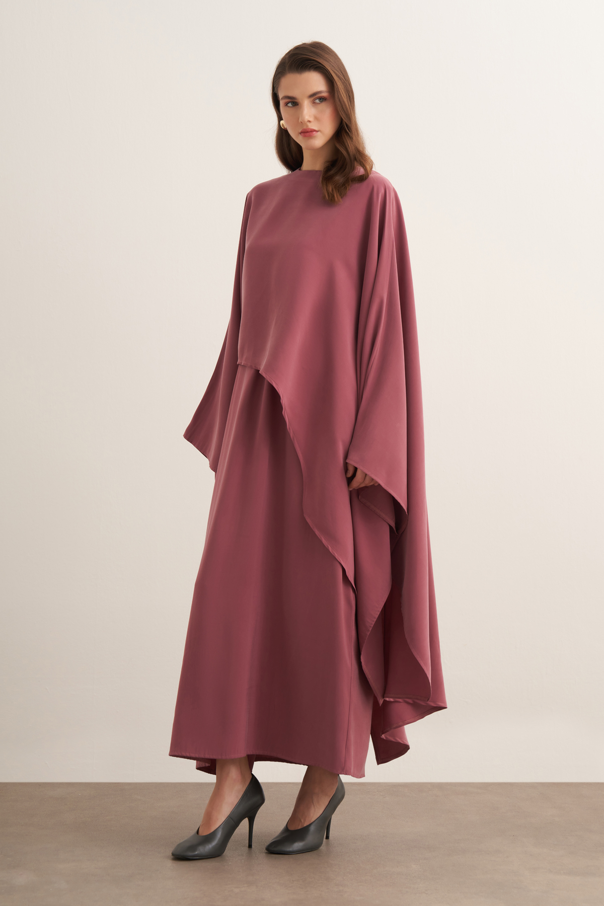 Dhiba Cupra Two-Piece Dress Set with Cape
