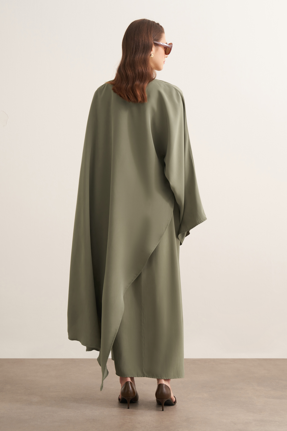 Dhiba Cupra Two-Piece Dress Set with Cape