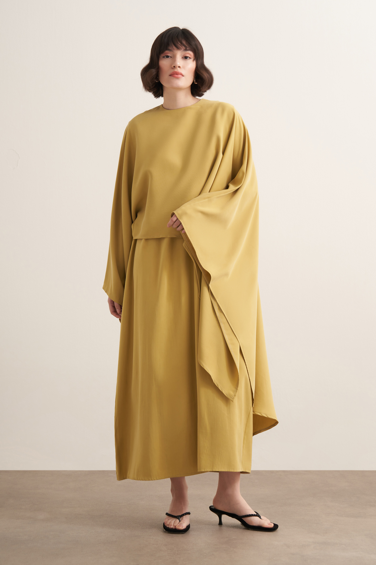 Dhiba Cupra Two-Piece Dress Set with Cape