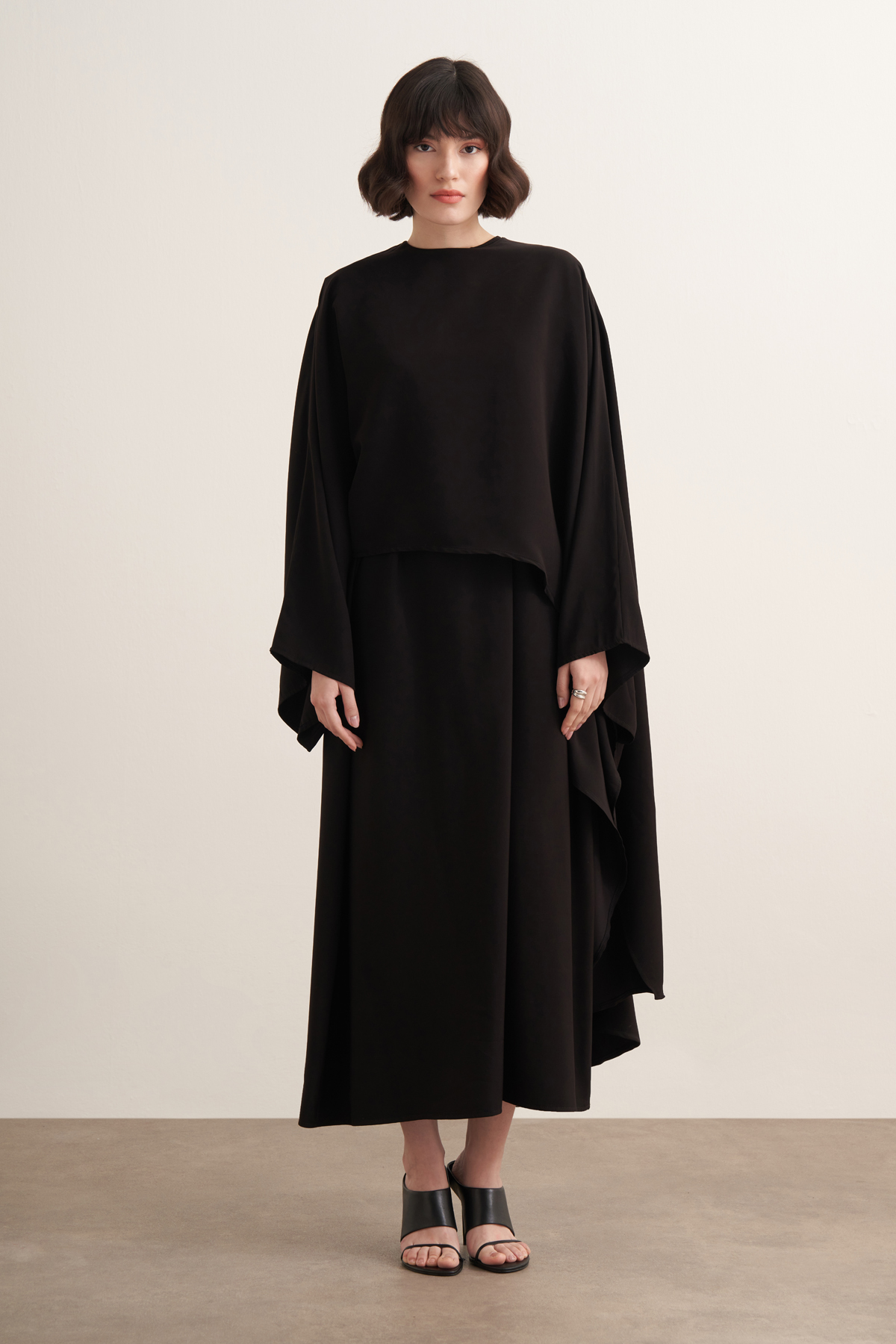 Dhiba Cupra Two-Piece Dress Set with Cape