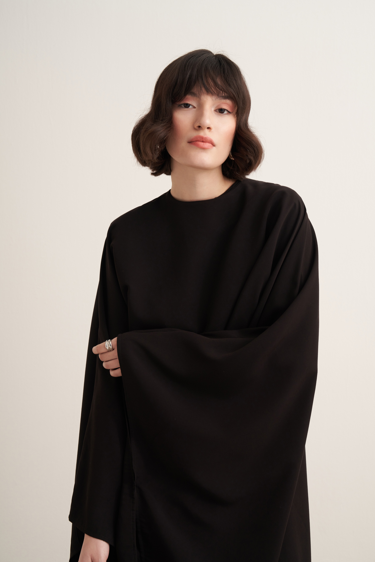 Dhiba Cupra Two-Piece Dress Set with Cape