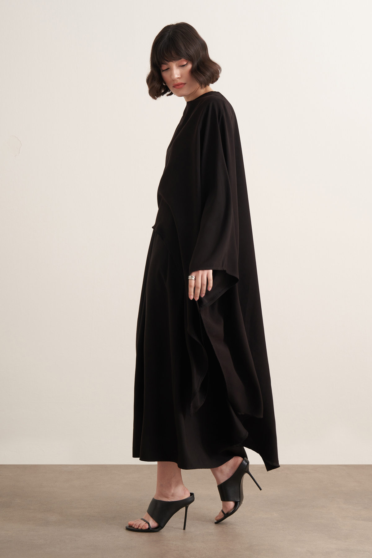Dhiba Cupra Two-Piece Dress Set with Cape