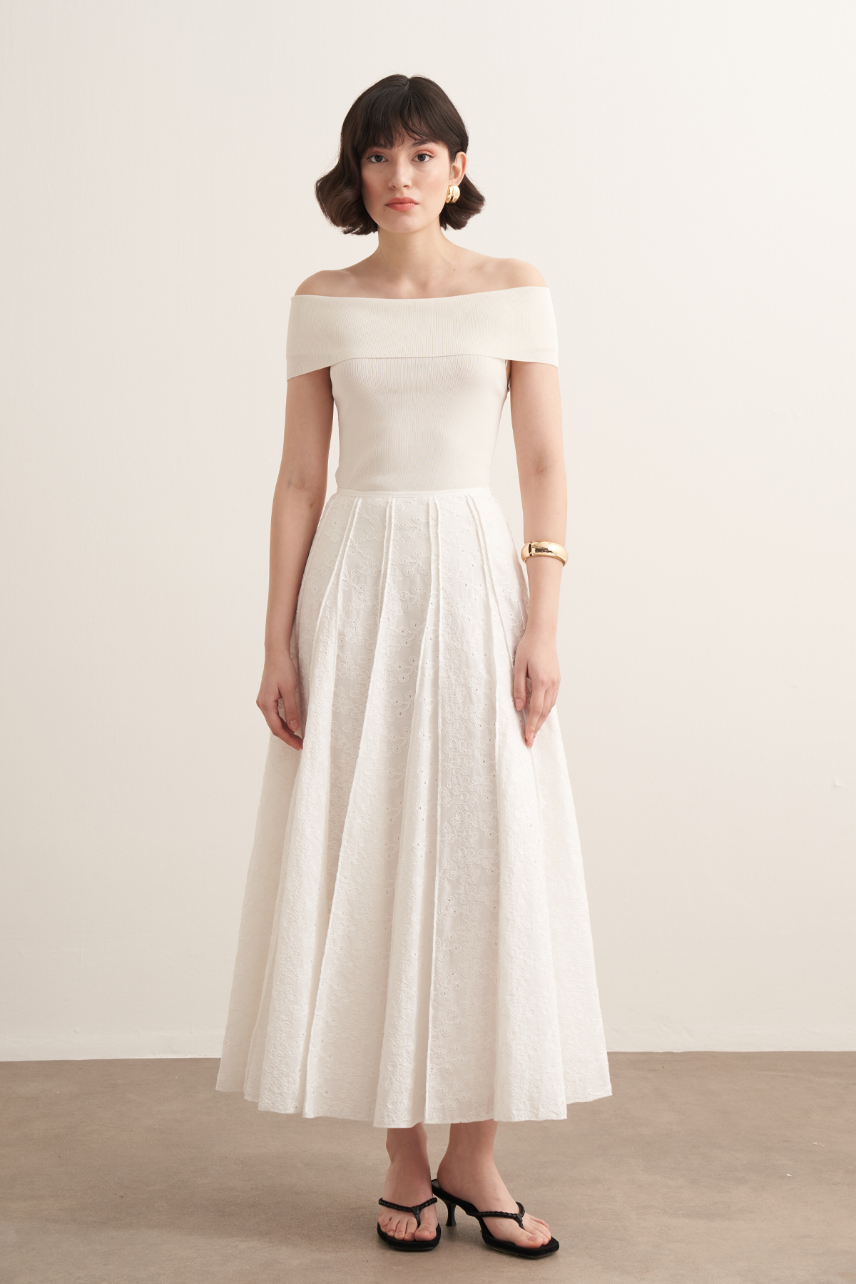 Ember Ribbed Embroidered Voile Skirt