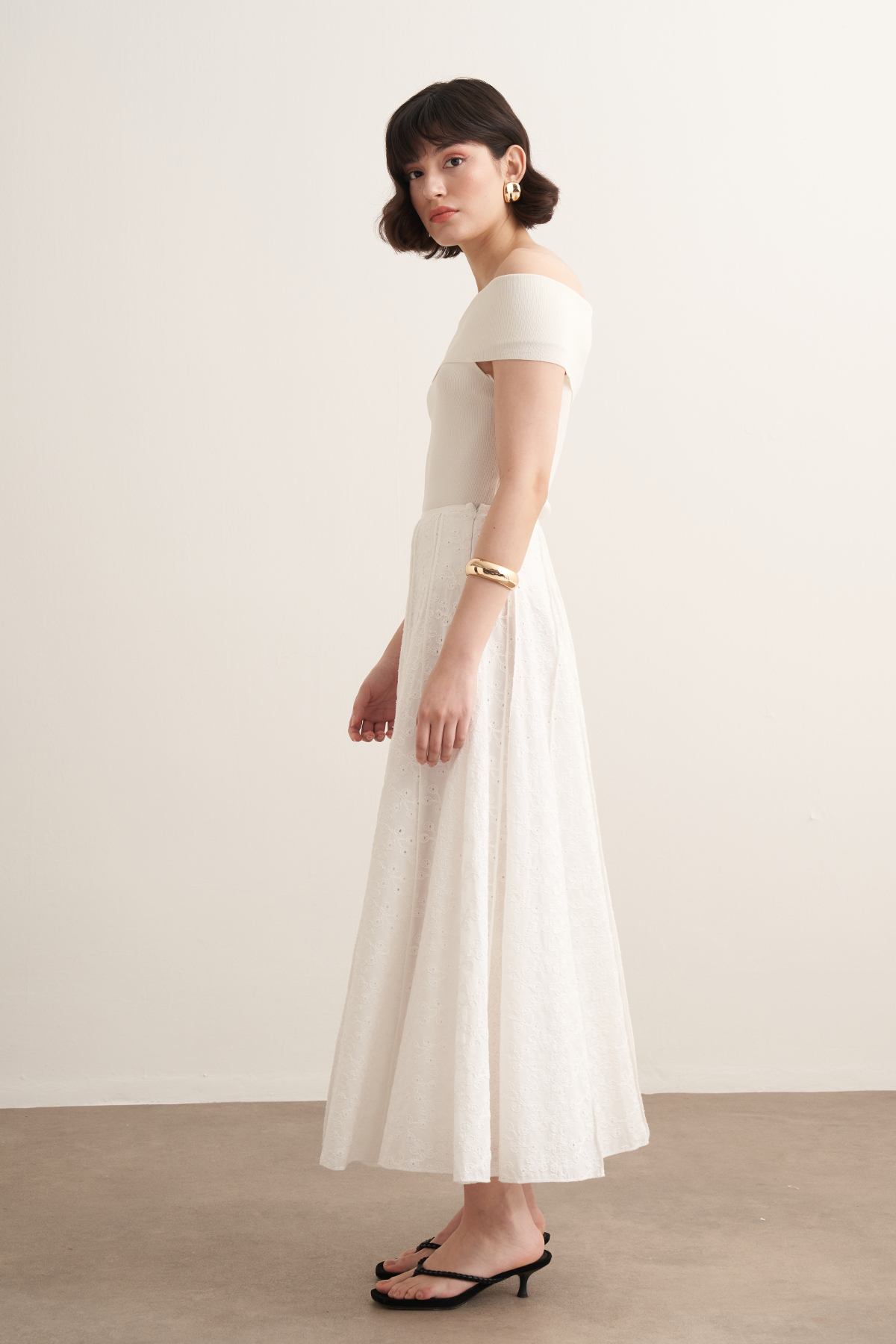 Ember Ribbed Embroidered Voile Skirt