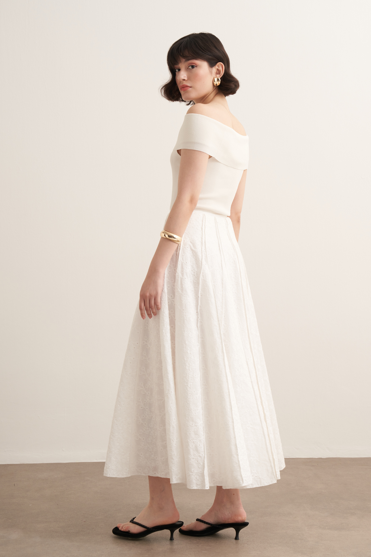 Ember Ribbed Embroidered Voile Skirt