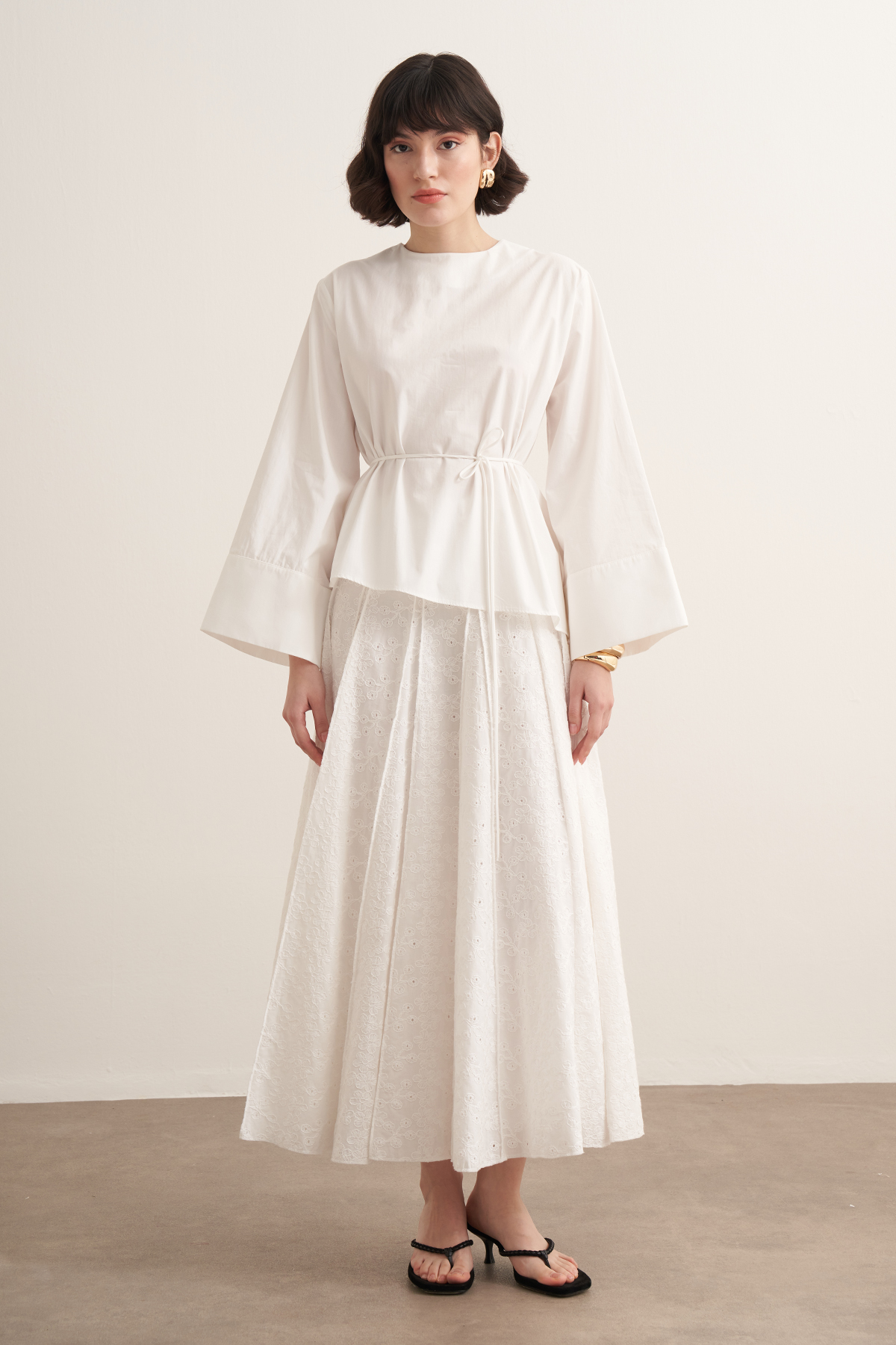 Ember Ribbed Embroidered Voile Skirt