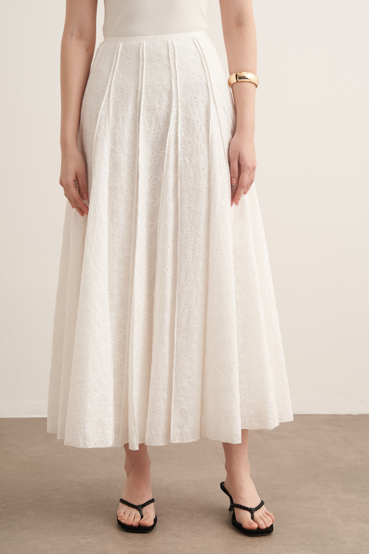 Ember Ribbed Embroidered Voile Skirt