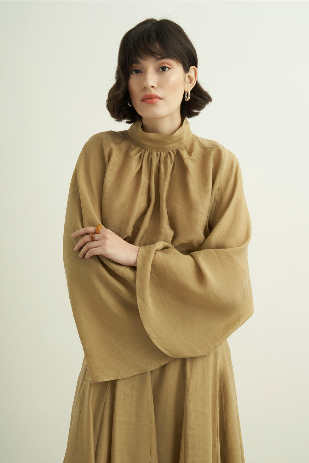 Helena High Neck Draped Blouse
