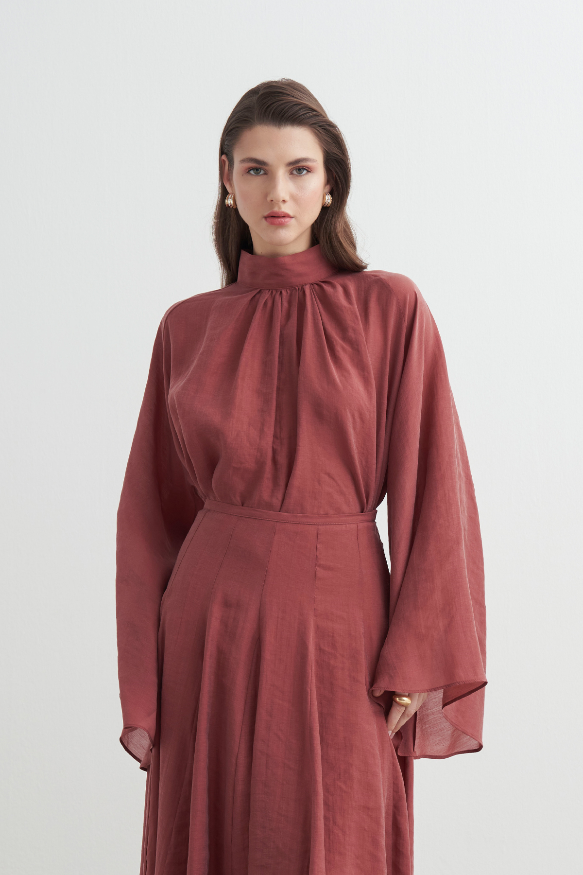 Helena High Neck Draped Blouse