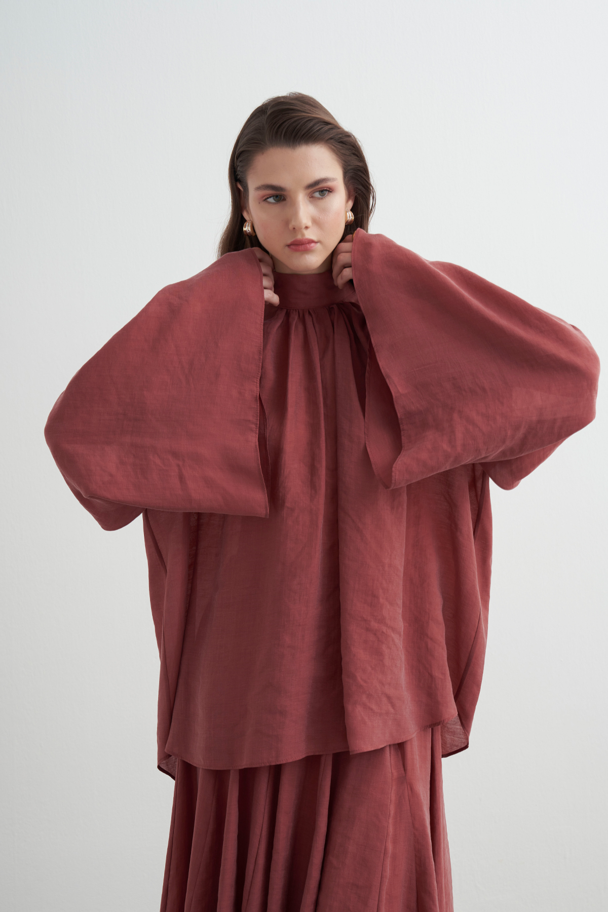 Helena High Neck Draped Blouse
