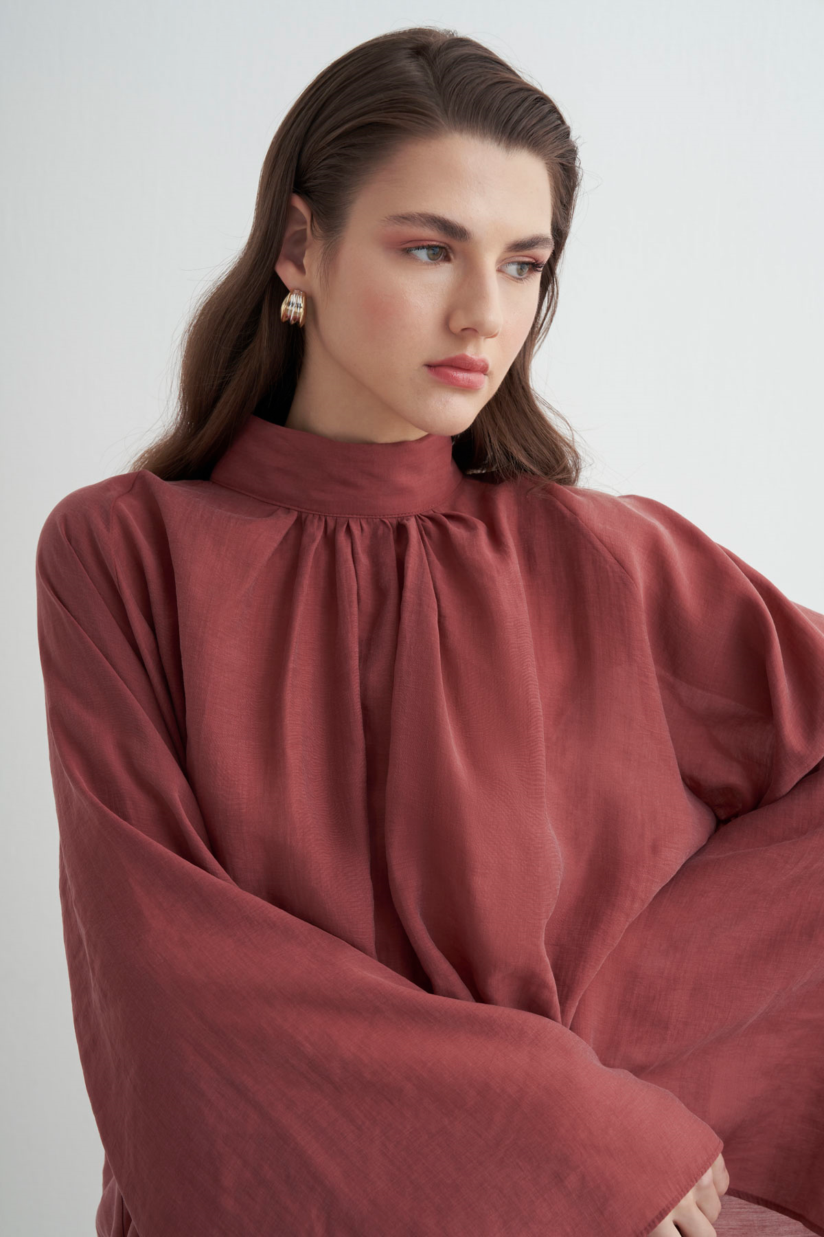 Helena High Neck Draped Blouse