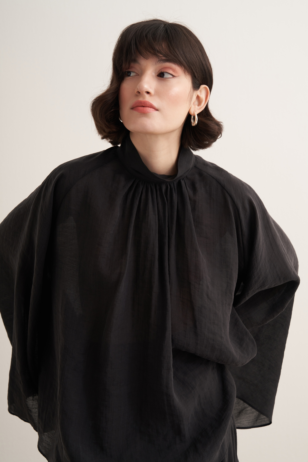 Helena High Neck Draped Blouse