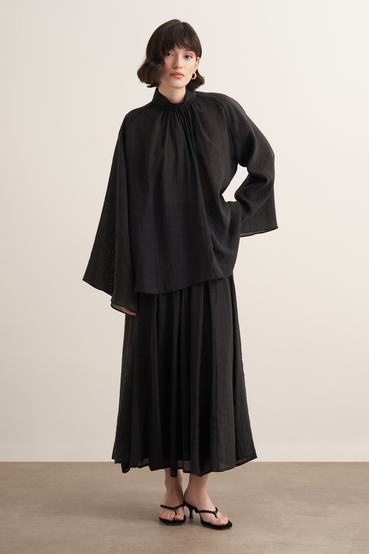 Helena High Neck Draped Blouse