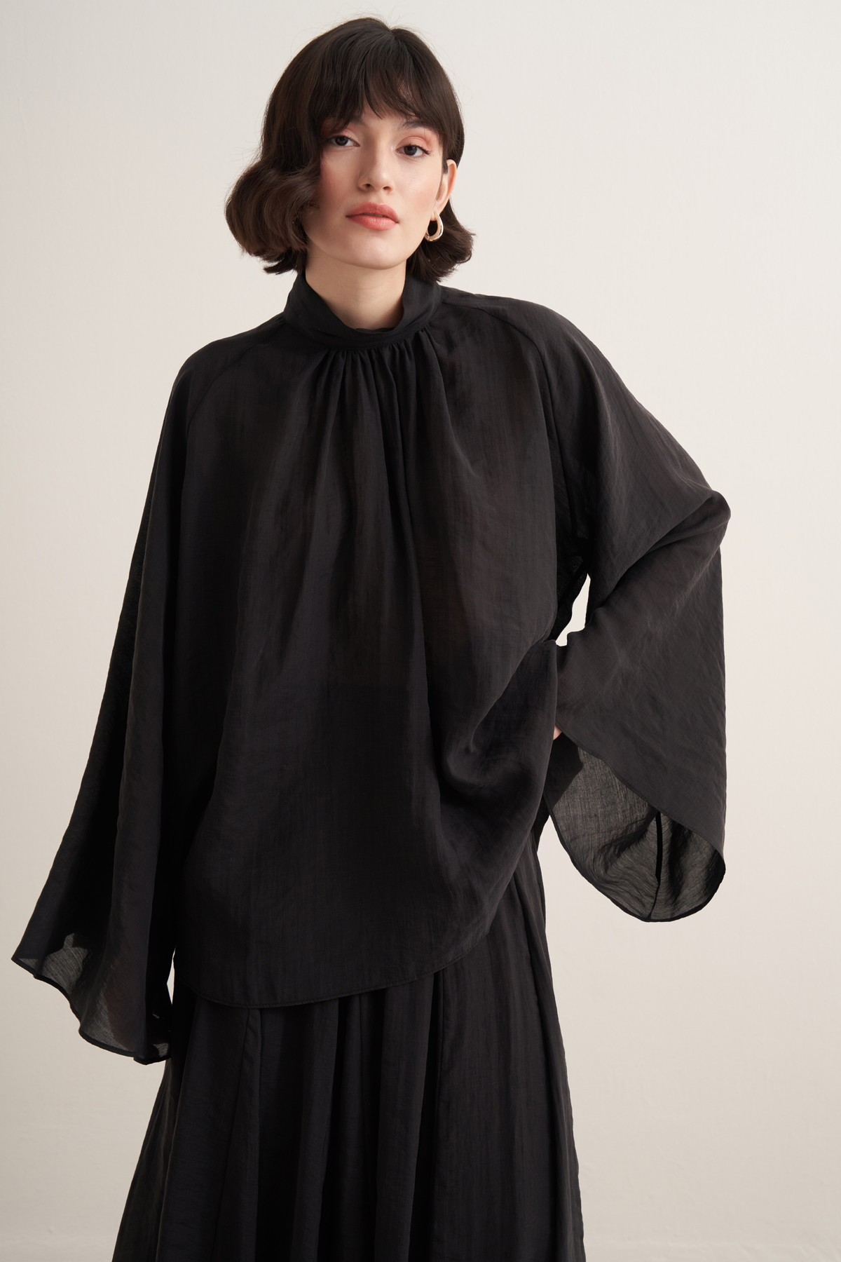 Helena High Neck Draped Blouse