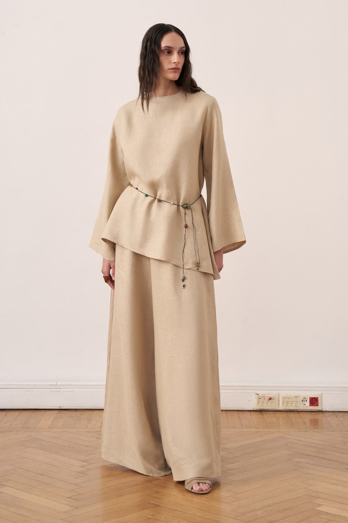 Keisy Belted Linen Blouse