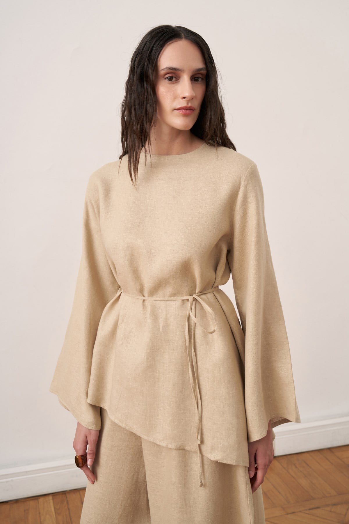 Keisy Belted Linen Blouse
