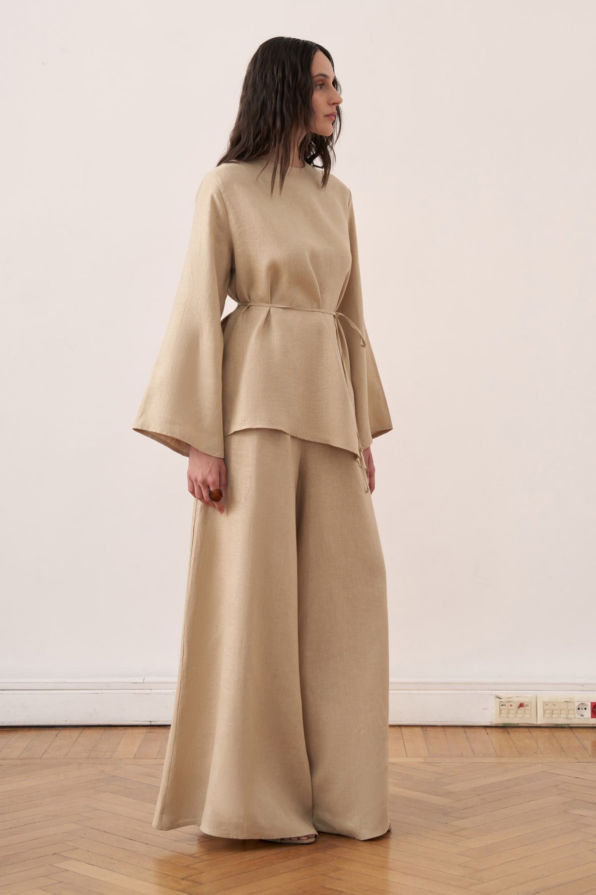 Keisy Belted Linen Blouse