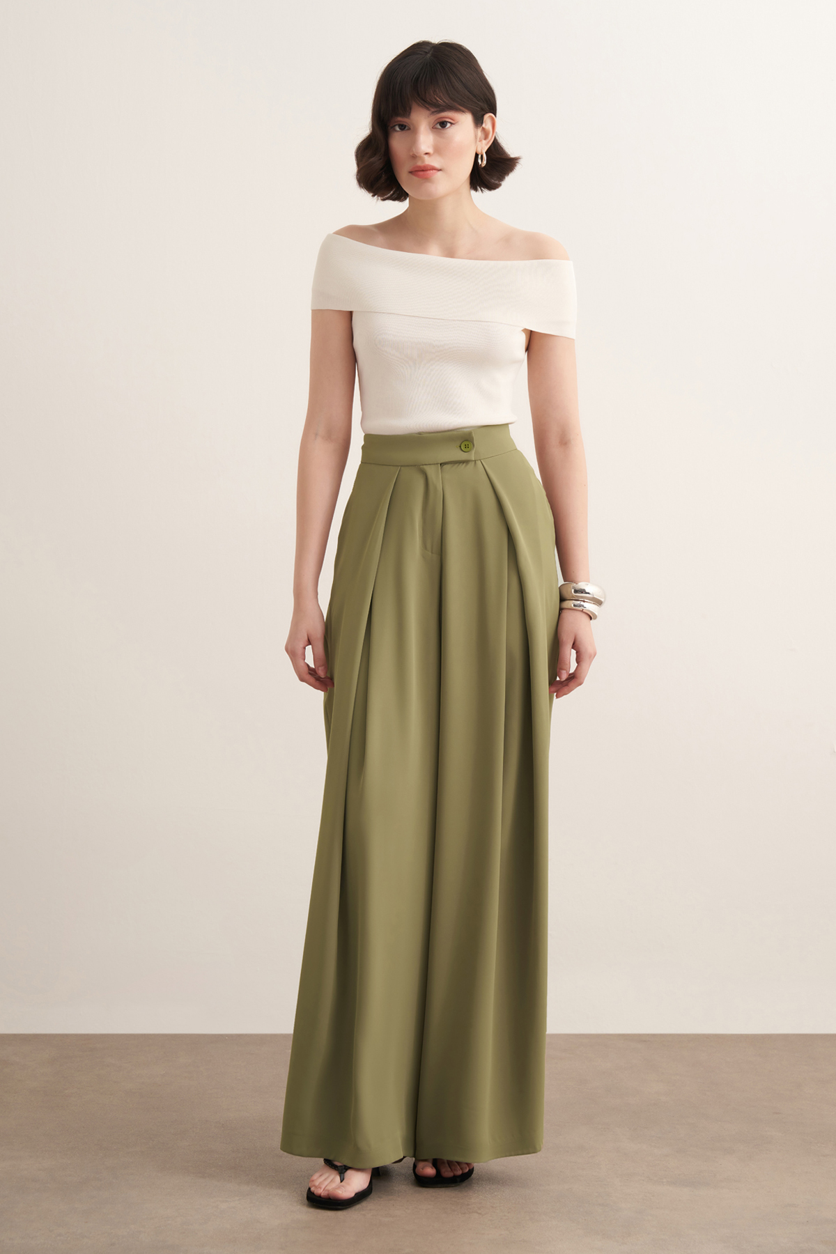 Leona Ruffled Wide Leg Trousers