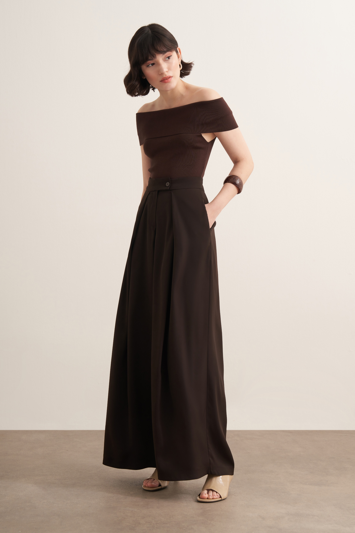 Leona Ruffled Wide Leg Trousers