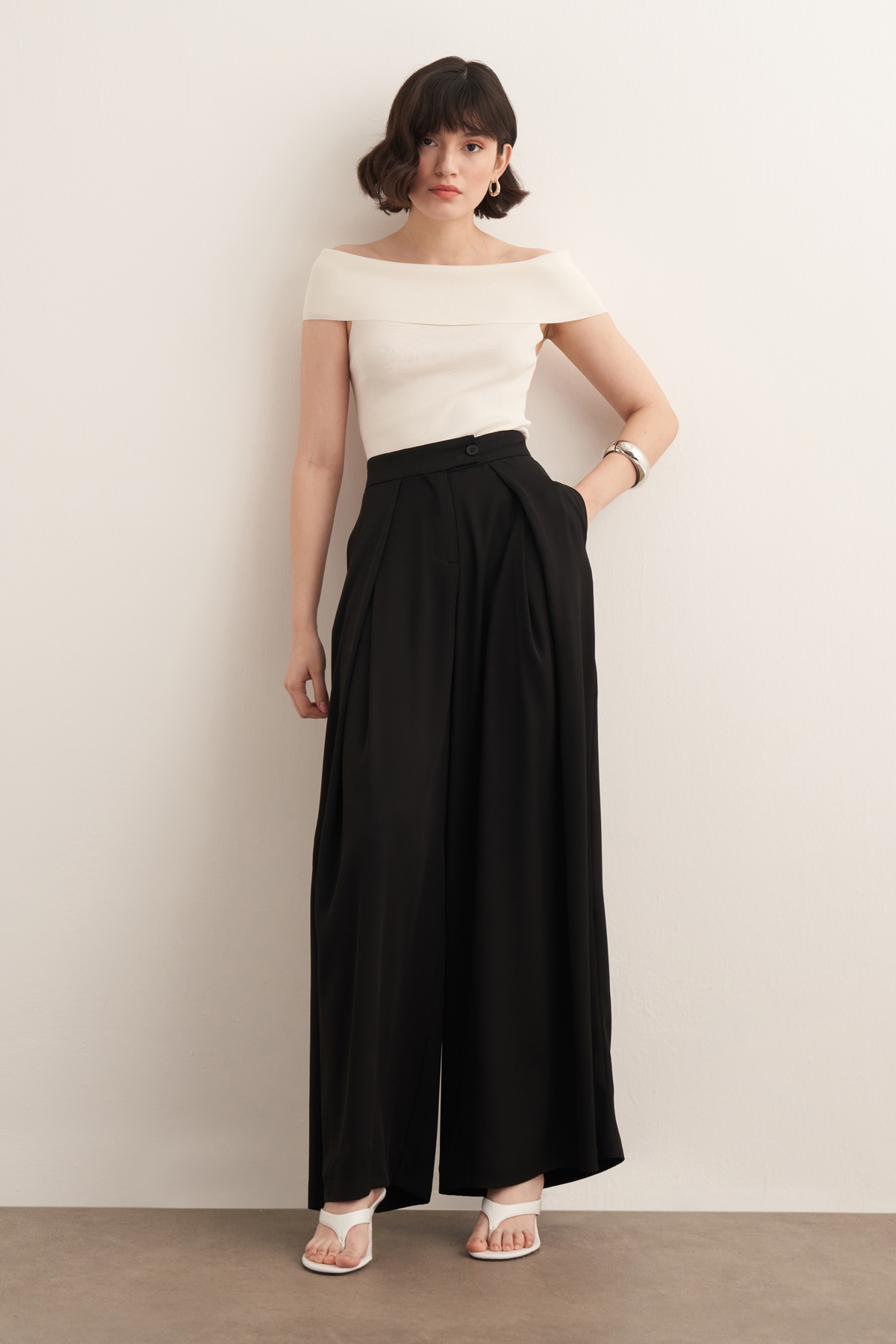 Leona Ruffled Wide Leg Trousers