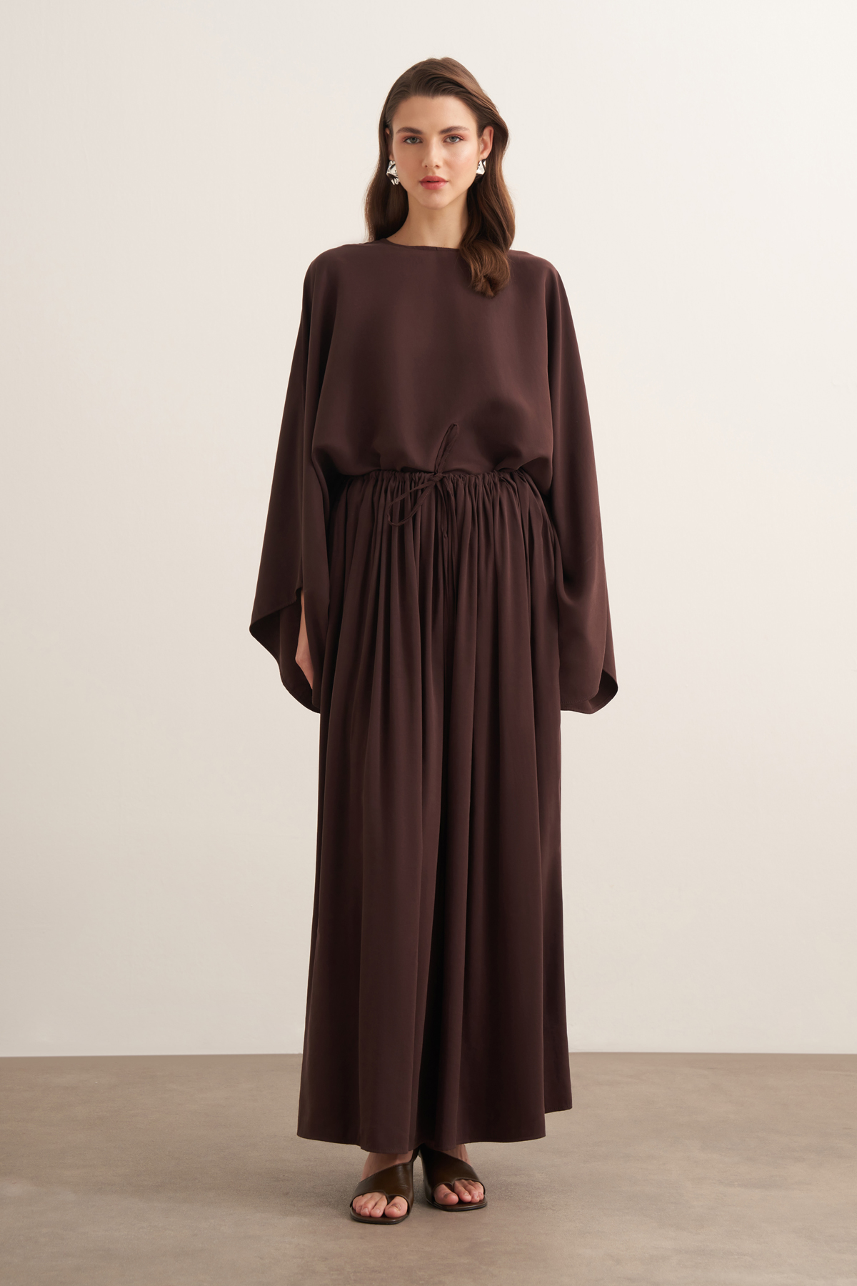Noor Gathered Skirt Cupra Set