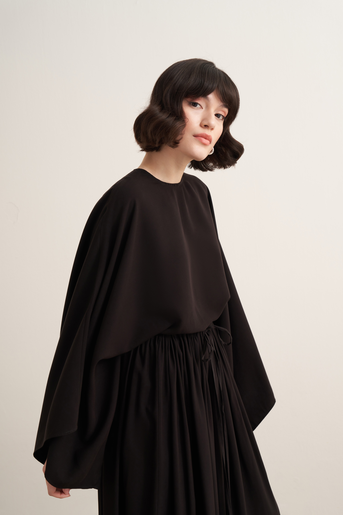 Noor Gathered Skirt Cupra Set