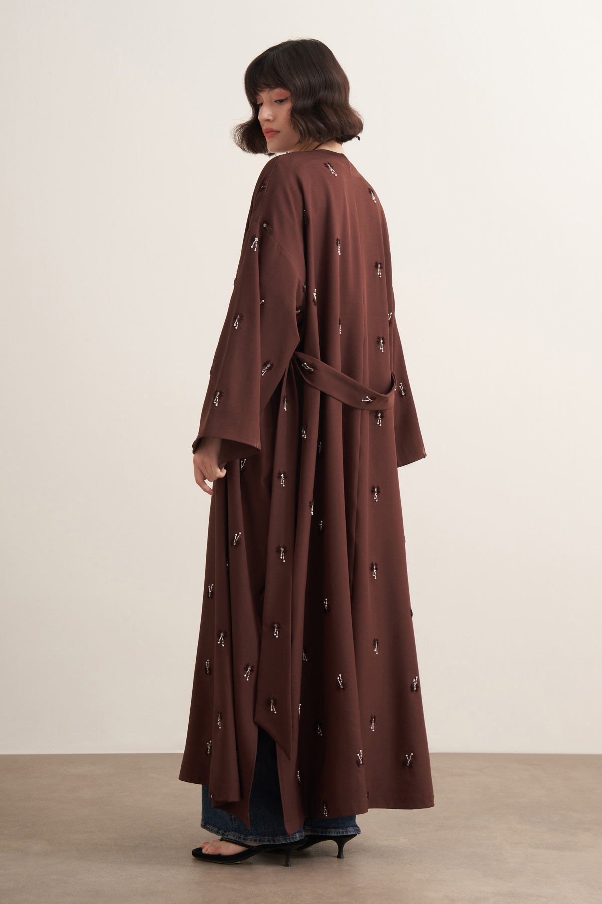 Qamrah Beaded Long Kimono