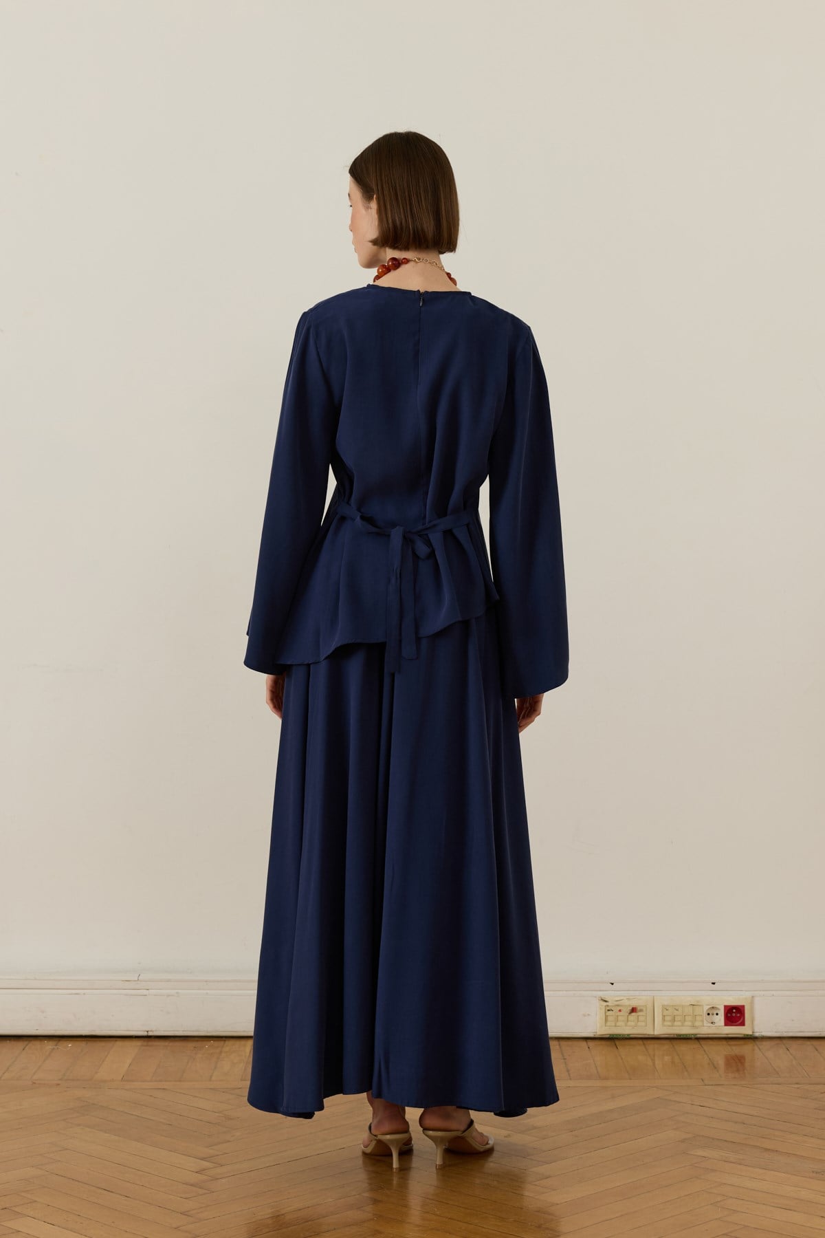 Raya Cupra Suit with Tie-Up Detail Skirt